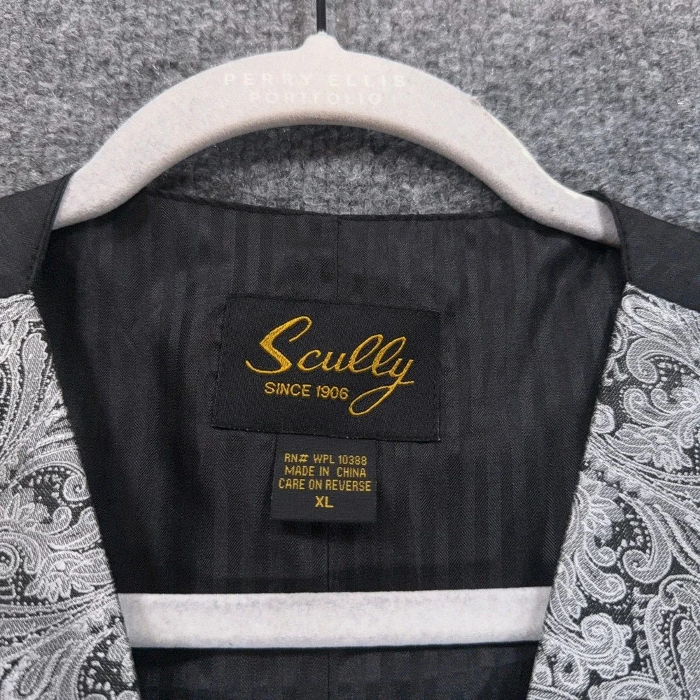 Scully Paisley Vest Mens XL Silver Western Formal Waistcoat Tuxedo Wedding New